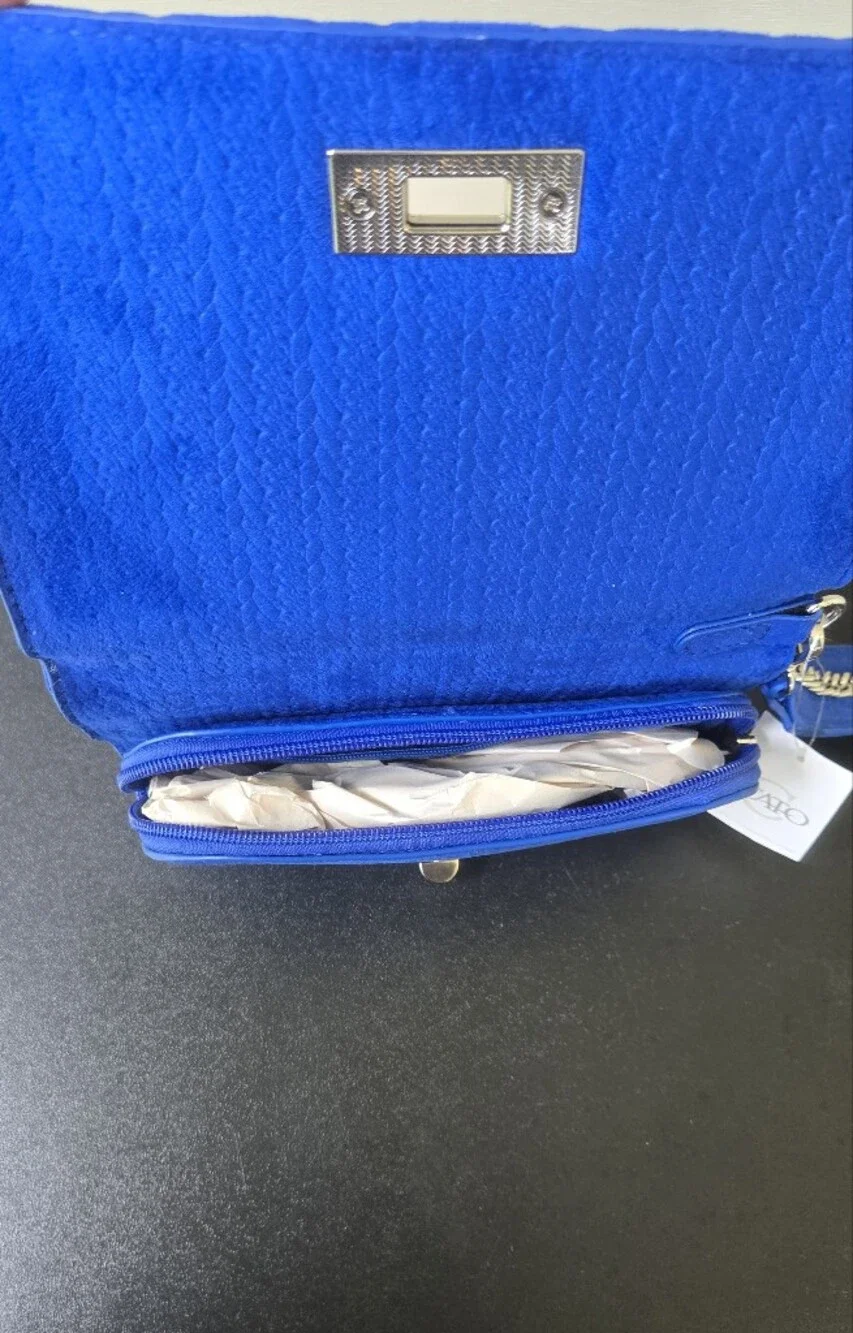 Cato Quilted Royal Blue Wristlet Clutch with Chain Strap